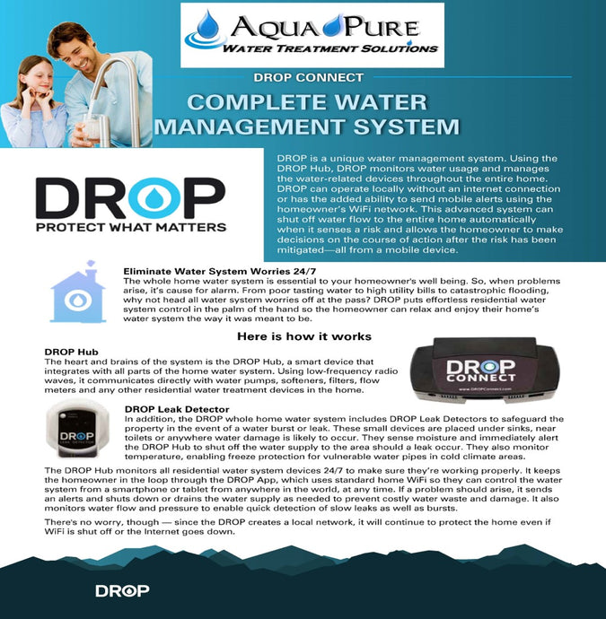 DROP Connect Smart Whole House Water Management System, Water Softener, Whole House Filter, Leak Detection, Pump Controller,